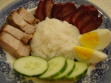 NASI CAMPUR ( RICE MIX WITH BARBEQUES MEATS CHINESE STYLE)